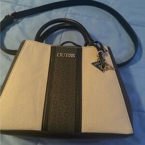 GUESS Black and Cream Satchel